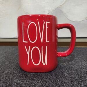 Rae Dunn Love You mug red with white lettering